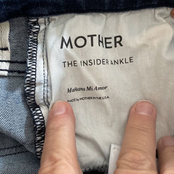 MOTHER Jeans Womens Size 24 Insider Ankle Fray Manana Mi Amor Dark Wash Denim - Picture 5 of 10
